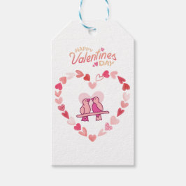 Etiqueta Para Presente Feliz Dia dos Namorados Adoram Pássaros Rosa Coraç