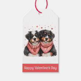 Etiqueta Para Presente Feliz Dia dos Namorados Bernese Mountain Dogs