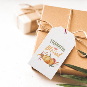 Etiqueta Para Presente Feliz E Abençoado Com Presente De Abóbora
