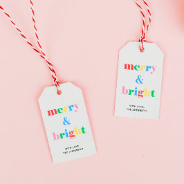 Etiqueta Para Presente Feliz e Brilhante Natal Colorido