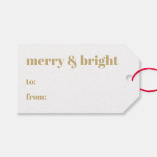 Etiqueta Para Presente Feliz e brilho do Natal moderno branco dourado
