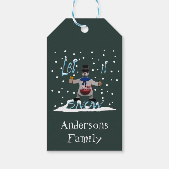 Etiqueta Para Presente Feliz e engraçado boneco de neve personalizado (Frente)