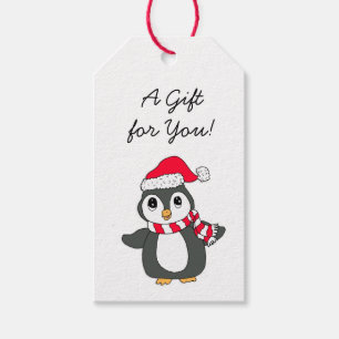 Etiqueta Para Presente Feliz Feliz ano novo de Natal Pinguim
