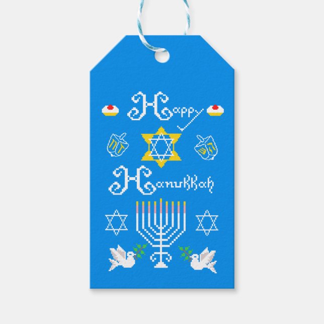 Etiqueta Para Presente Feliz Feriado Hanukkah (Frente)