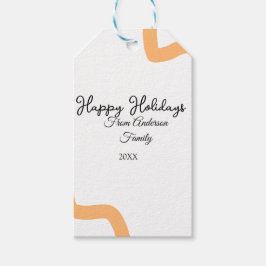 Etiqueta Para Presente Feliz feriado nome laranja negro data ano espiral