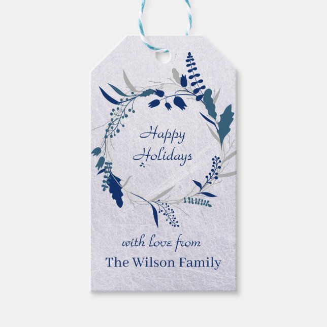 Etiqueta Para Presente Feliz Feriado Wreath (Frente)