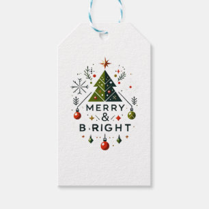 Etiqueta Para Presente Feliz festiva e Design de árvore de Natal brilhant