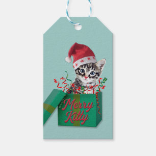 Etiqueta Para Presente Feliz Gatinho, Feliz Natal