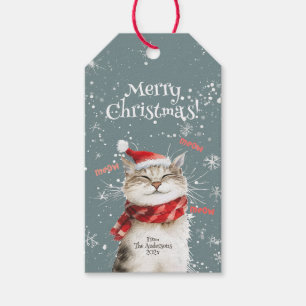 Etiqueta Para Presente Feliz Gato Feliz Natal Etiqueta de Presente