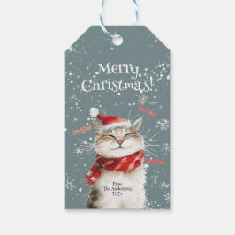 Etiqueta Para Presente Feliz Gato Feliz Natal Etiqueta de Presente