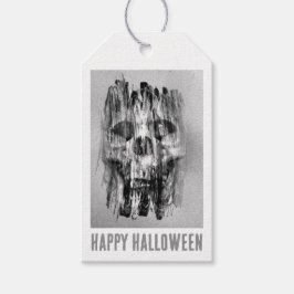 Etiqueta Para Presente Feliz Halloween. Caveira aflita