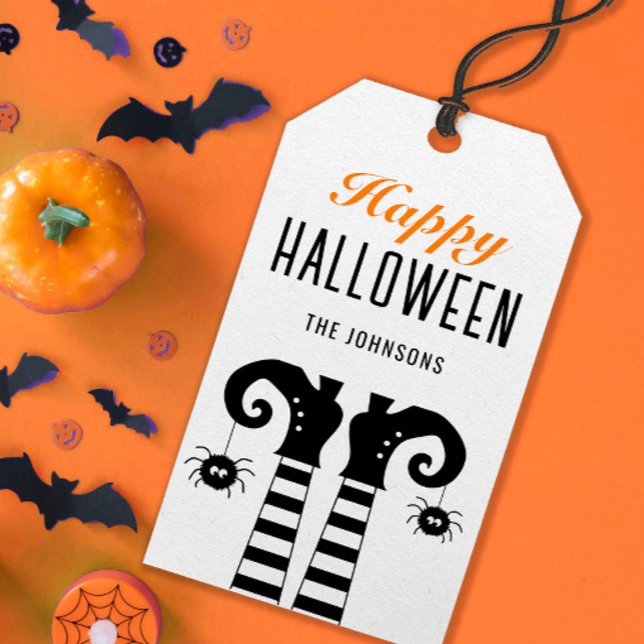 Etiqueta Para Presente Feliz Halloween Feet White (Criador carregado)