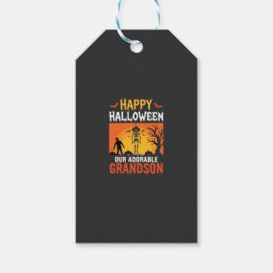 Etiqueta Para Presente Feliz Halloween Neto Esqueleto Abóbora