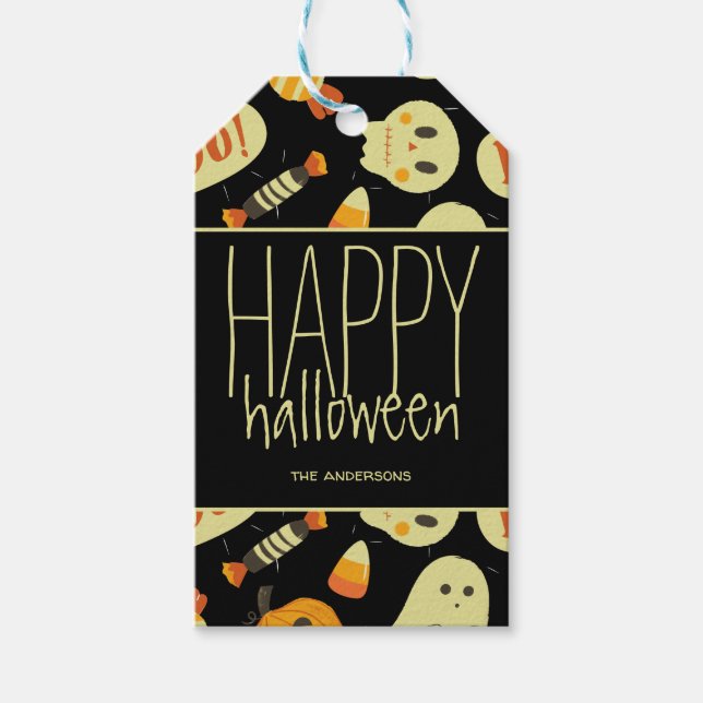 Etiqueta Para Presente Feliz Halloween Personalizado (Frente)