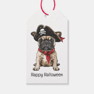 Etiqueta Para Presente Feliz Halloween Pirate Buldogue Francês