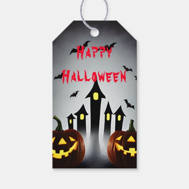 Etiqueta Para Presente Feliz Halloween Presentes Abóbora Sinistra (Frente)