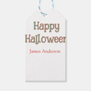 Etiqueta Para Presente Feliz halloween verde laranja pastel moderno trend