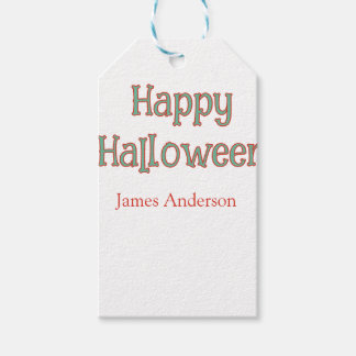 Etiqueta Para Presente Feliz halloween verde laranja pastel moderno trend