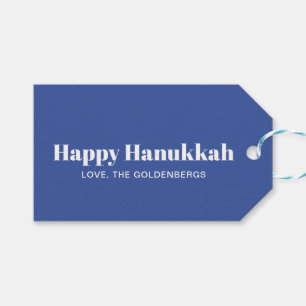 Etiqueta Para Presente Feliz Hanukkah, azul, branco, moderno, personaliza