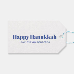 Etiqueta Para Presente Feliz Hanukkah, branco, minimalista personalizado