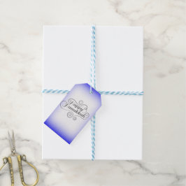 Etiqueta Para Presente Feliz Hanukkah com fundo azul branco de 2 tons