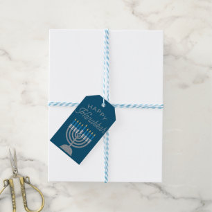 Etiqueta Para Presente Feliz Hanukkah Glitter