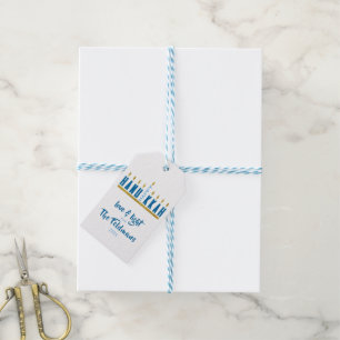 Etiqueta Para Presente Feliz Hanukkah Menorah  Personalizado