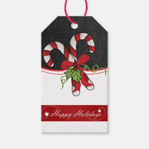 Etiqueta Para Presente Feliz Holiday Candy Cane Design