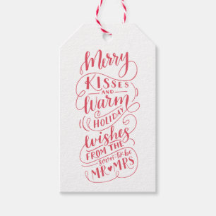 Etiqueta Para Presente Feliz Kisses Warm Deseja o Sr. e a Sra. Typografia