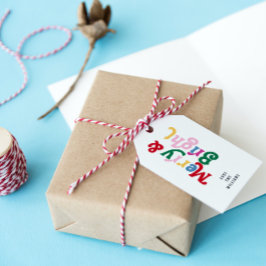 Etiqueta Para Presente Feliz moderna e tipografia retrô colorida