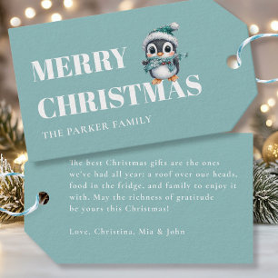 Etiqueta Para Presente FELIZ NATAL! Adorável, Pinguim Com Chapéu de Papai