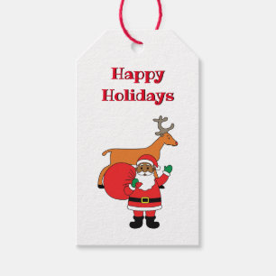Etiqueta Para Presente Feliz Natal Africano Americano Papai Noel