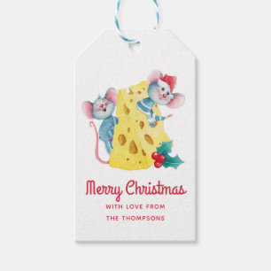 Etiqueta Para Presente Feliz Natal Aquarela Ratos Queijo Azevinho