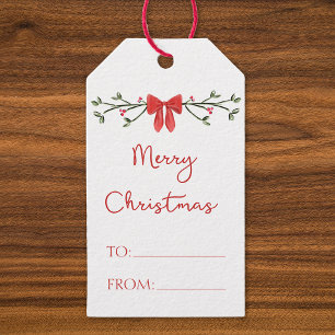 Etiqueta Para Presente Feliz Natal Arco Vermelho Coquette Chic Personaliz