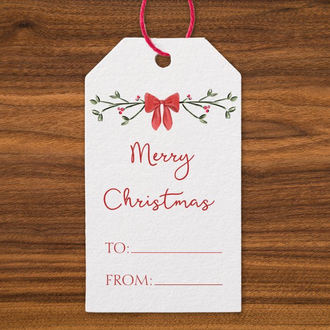 Etiqueta Para Presente Feliz Natal Arco Vermelho Coquette Chic Personaliz (Criador carregado)