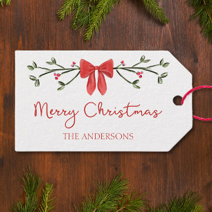 Etiqueta Para Presente Feliz Natal Arco Vermelho Coquette Chic Personaliz
