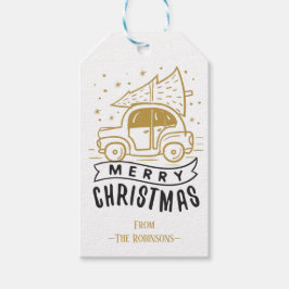 Etiqueta Para Presente Feliz Natal Árvore de Carro Modelo de Texto Person