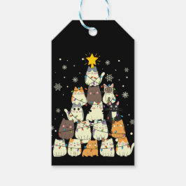 Etiqueta Para Presente Feliz Natal Árvore de Gatos Meowy