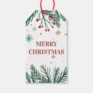 Etiqueta Para Presente Feliz Natal, Árvore de Natal Watercolor