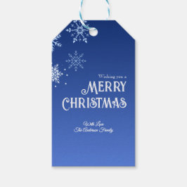 Etiqueta Para Presente Feliz Natal Azul Moderno Floco de Neve