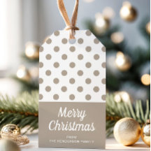 Feliz Natal Bege Marrom Taupe Bolinhas 