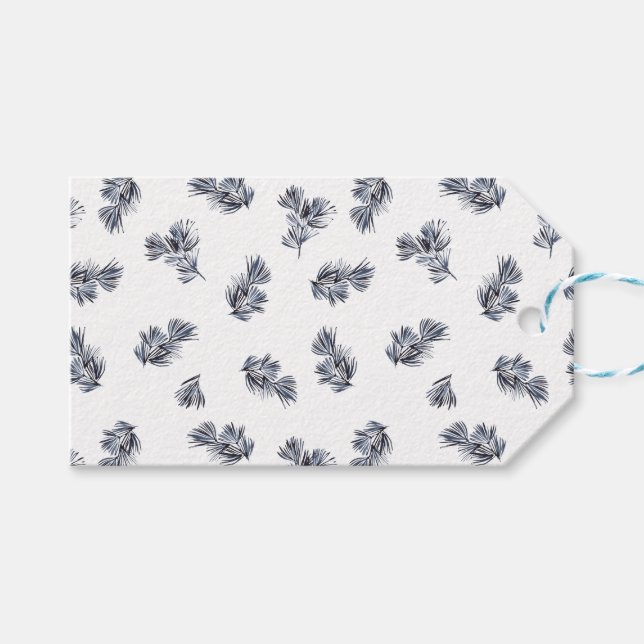 Etiqueta Para Presente Feliz Natal Blue Sprigs (Frente (horizontal))