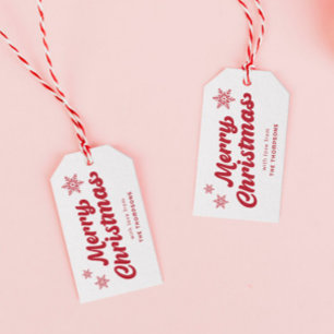 Etiqueta Para Presente Feliz Natal Branco e Vermelho
