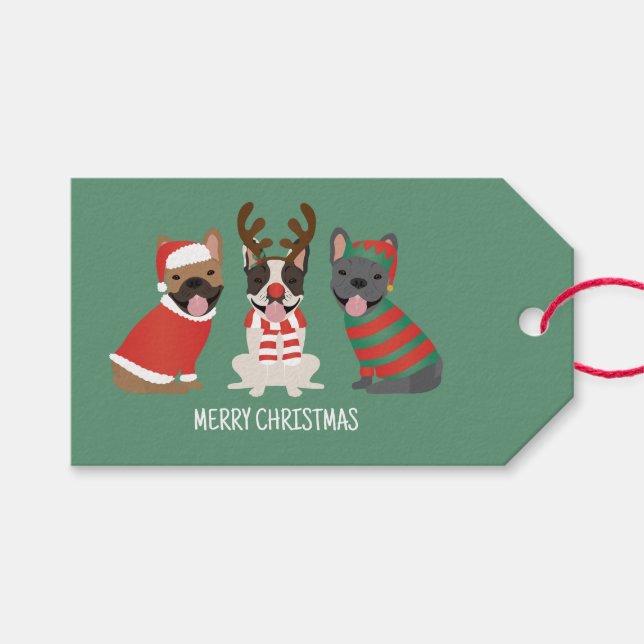 Etiqueta Para Presente Feliz Natal - Buldog Francês (Frente (horizontal))