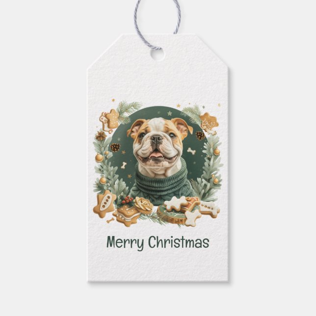 Etiqueta Para Presente Feliz Natal - Bulldog (Frente)