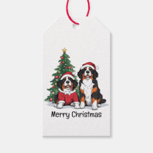 Etiqueta Para Presente Feliz Natal Cães de Montanha Berneses