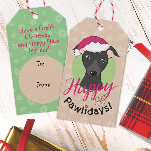 Etiqueta Para Presente Feliz Natal Cartoon Black iggy dog