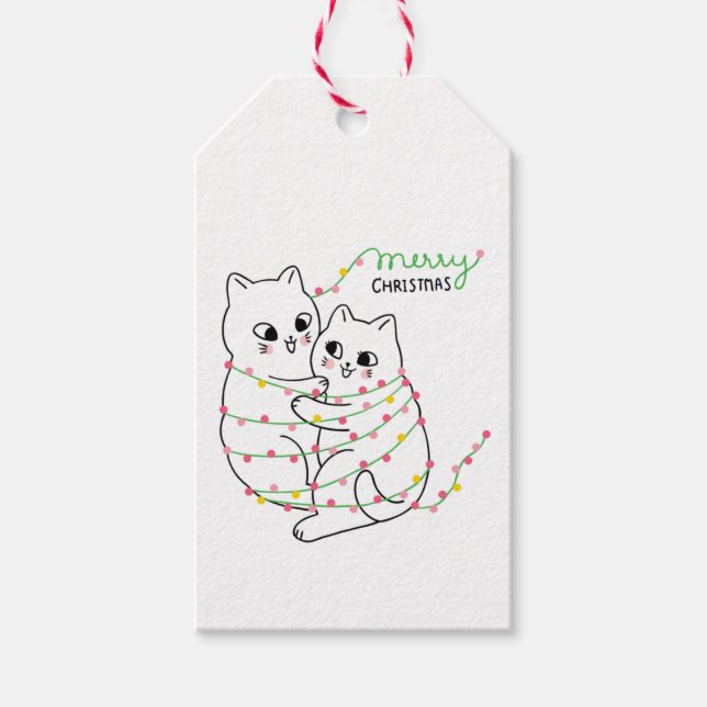Etiqueta Para Presente Feliz Natal Cat (Frente)