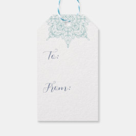 Etiqueta Para Presente "Feliz Natal" com Aqua Snowflakes