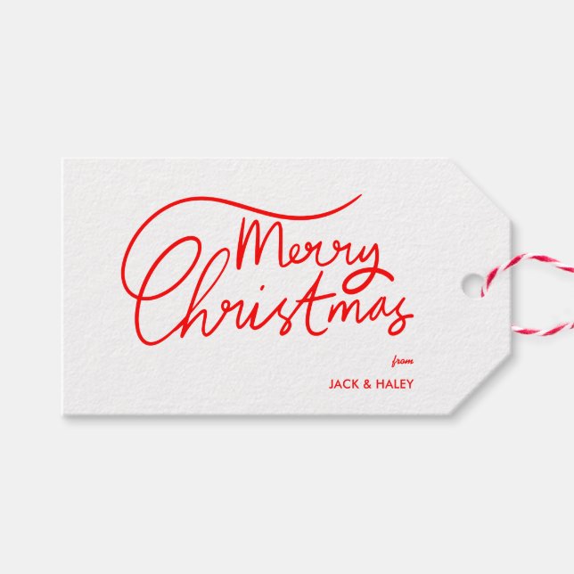 Etiqueta Para Presente Feliz Natal com Letra Simples Moderna (Frente (horizontal))